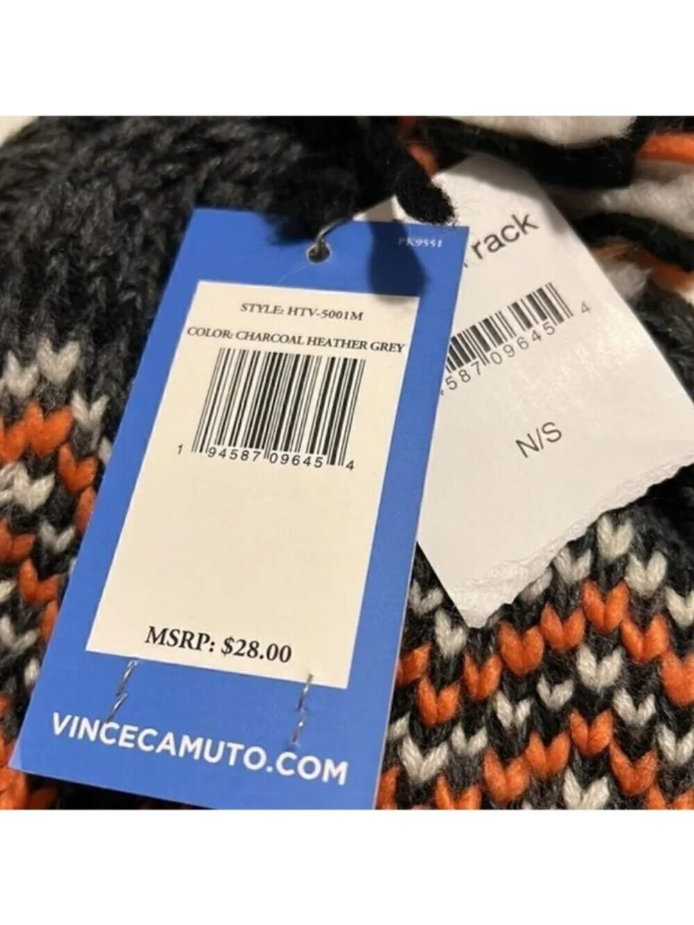 Vince‎ Camuto Women's Total Eclipse Gray Acrylic Knit Pom Beanie Cap NWT